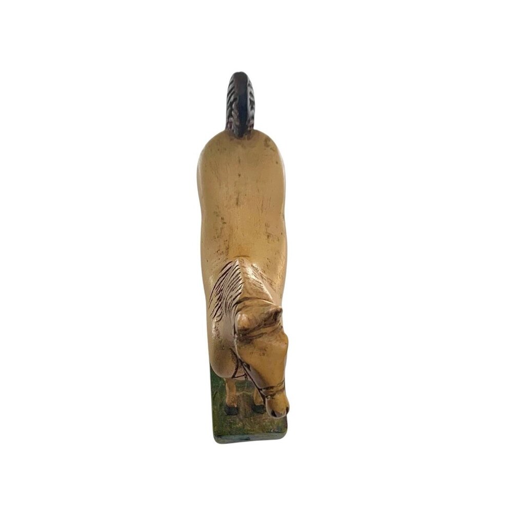 Horse Figurine Hand Carved Wood Statue Vintage Equestrian Decor - Picture 9 of 10